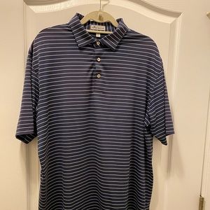 Navy and white striped Peter Miller Golf shirt